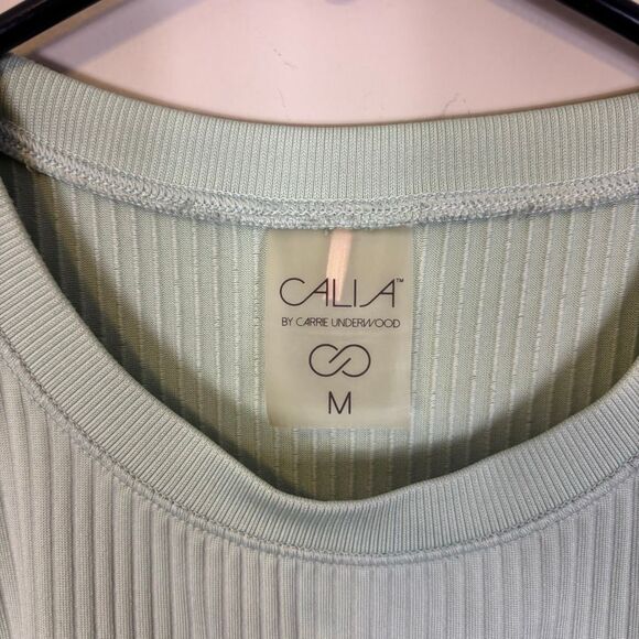 Calia by Carrie Underwood Light Green Semi Cropped Ribbed Tank Top Medium - Picture 3 of 3